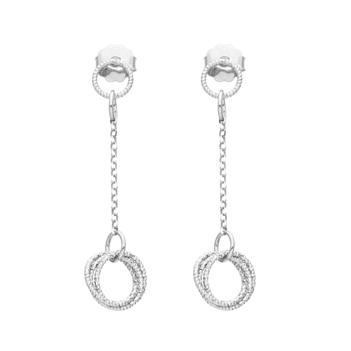 Boucles D'oreilles En Argent Rhodié Diamanté Classique