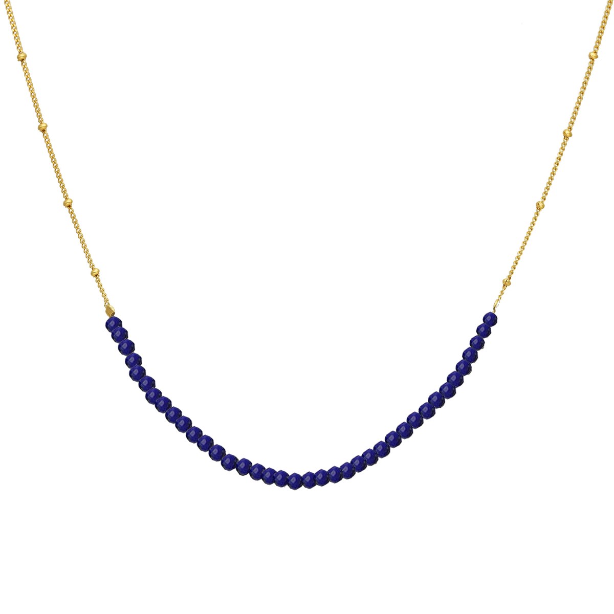 Collier Chaîne Argent Doré Avec Pierres Lapis