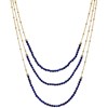 Collier Argent Dorée Trois Chaines Et Pierres Naturelles Lapis - vue V1