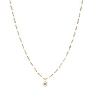 Collier Argent Doré étoile En Zirconium Blanc Et Perles Naturelles Blanche