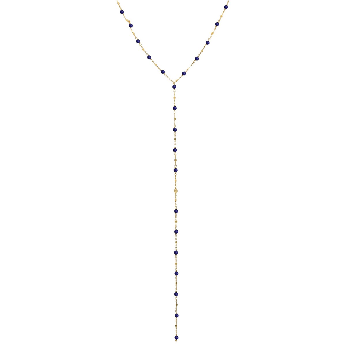 Collier Cravate Argent Doré Pierres Lapis