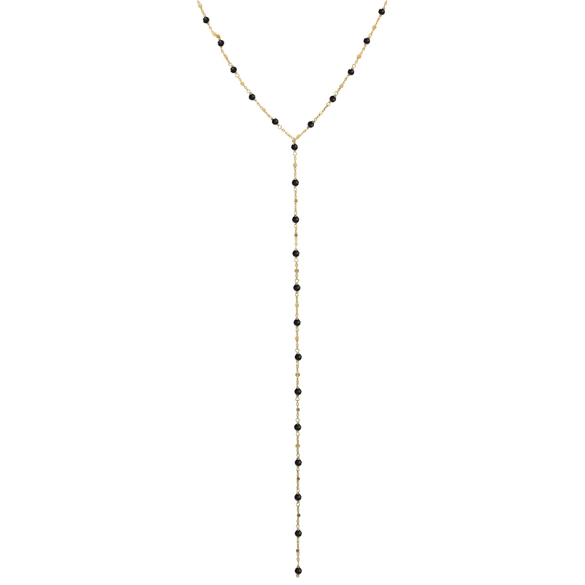 Collier Cravate Argent Doré Pierres Spinelle Noires