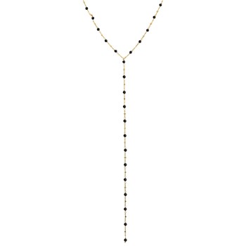 Rhodium zilveren stropdasketting met zwarte spinelstenen