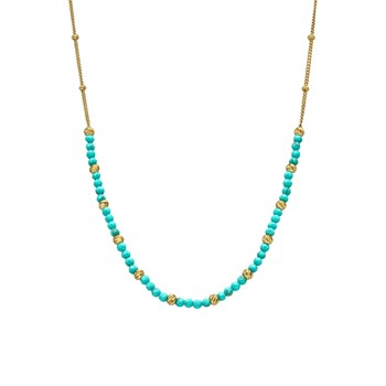 Silver Necklace Gold Beads And Turquoise Stones