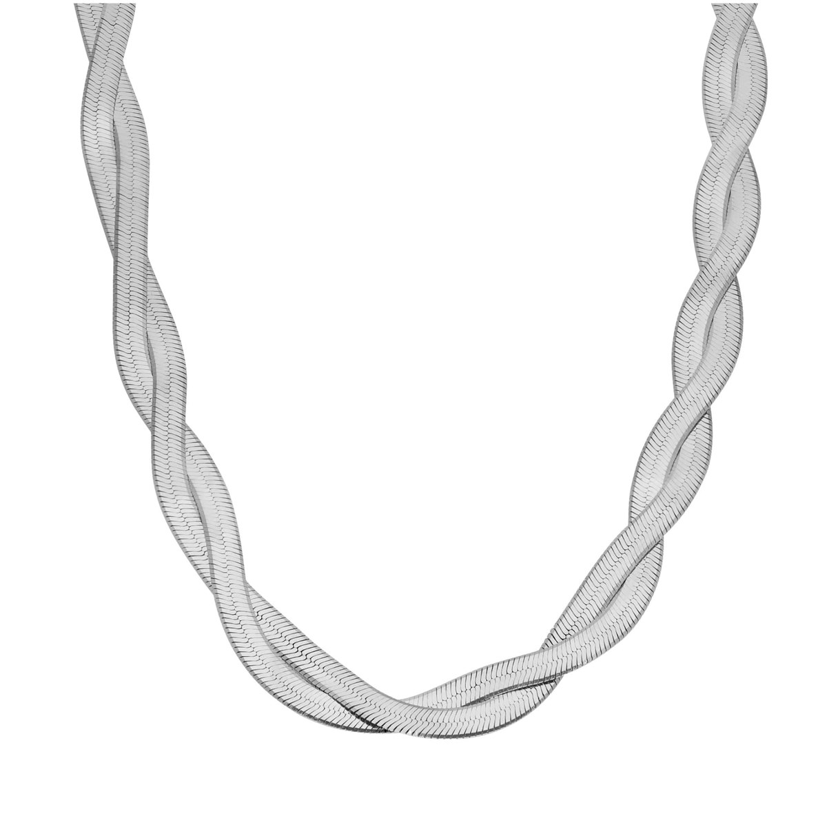 Collier Argent Rhodié Doubles Mailles Serpentine