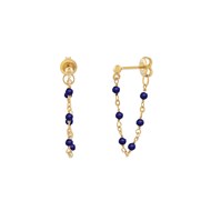 Boucles D'oreilles Argent Dorée Chaine Et Pierres Naturelles Lapis