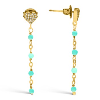 Gold Silver Pendant Heart Earrings Amazonite Stones
