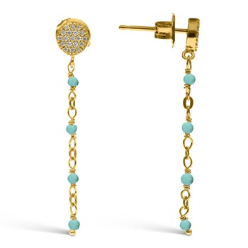 Ronde Goud Zilver Oorbellen met Turquoise Stenen