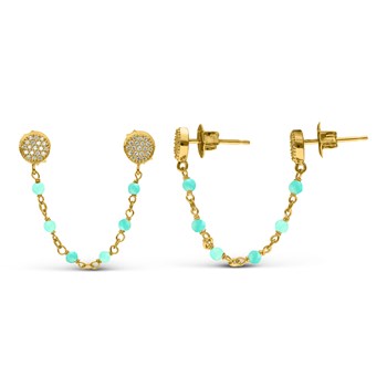 Ronde Dubbel Geschakelde Zilveren Oorbellen Amazoniet