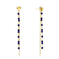 Boucles D'oreilles Pendantes Argent Dorées Lapis