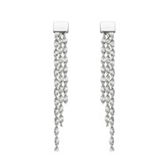 Boucles D'oreilles Argent Rhodiées Triples Mailles Diamantées