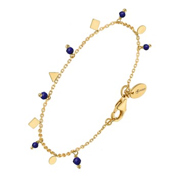 Silver Bracelet With Geometric Shapes And Lapis Stone