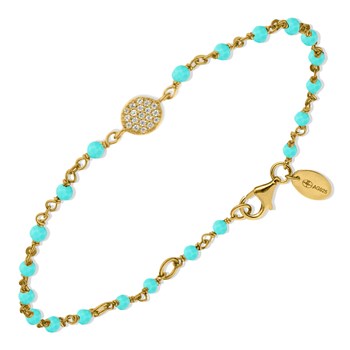 Silver Bracelet Gold Medallion White Set With Amazonite Stones