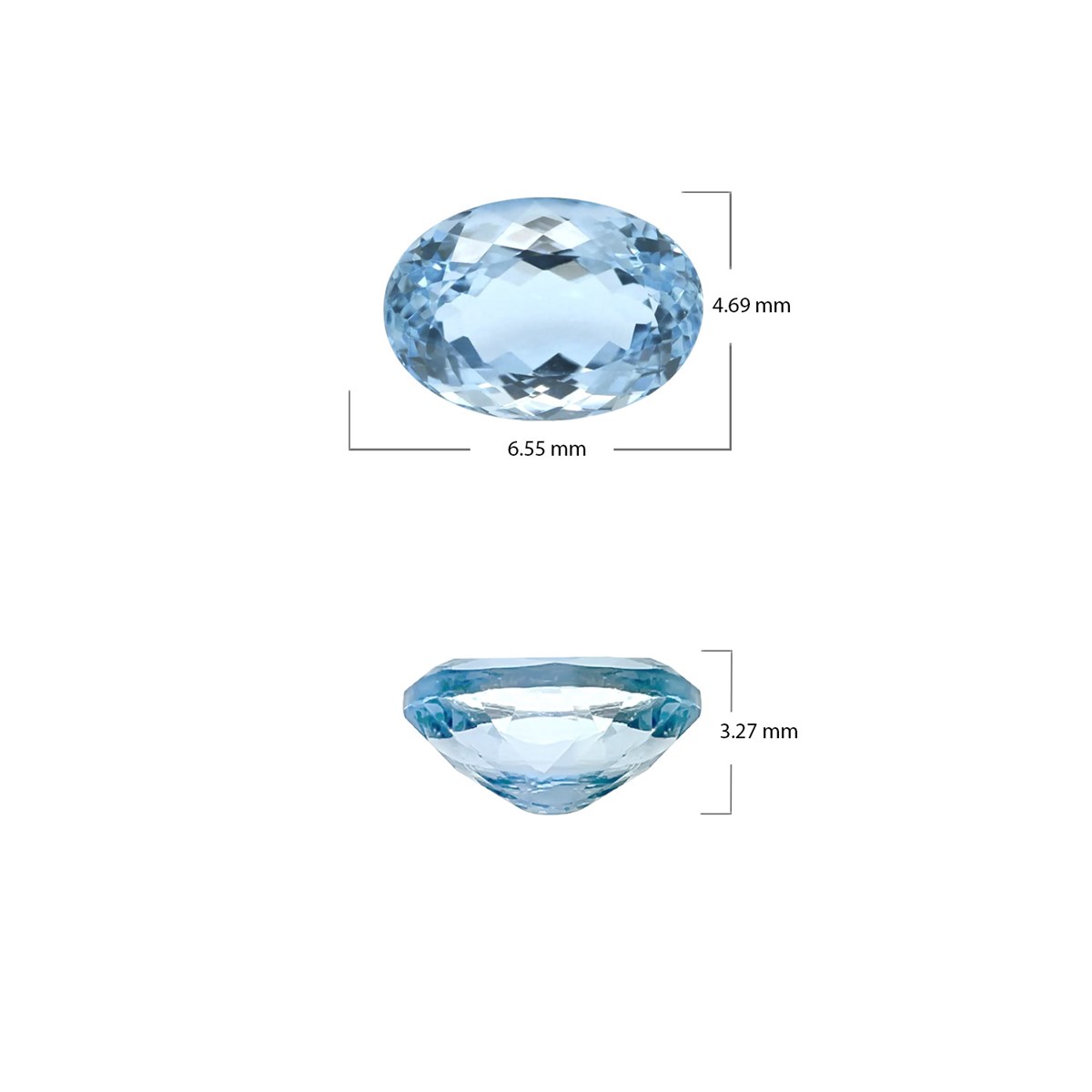 Aigue Marine Ovale facettée bleu ciel - Poids de 0.720 carats - Clarté VVS-VS - Origine Inde - vue 2