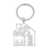 Porte-clés maison arbre coeur et famille ajouré en acier - vue V1