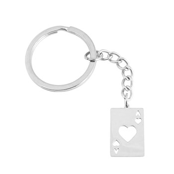 Ace of hearts openwork steel key ring