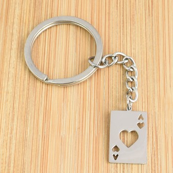 Ace of hearts openwork steel key ring