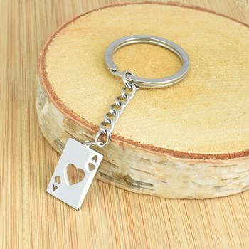 Ace of hearts openwork steel key ring