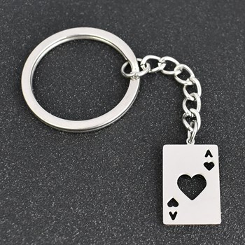 Ace of hearts openwork steel key ring