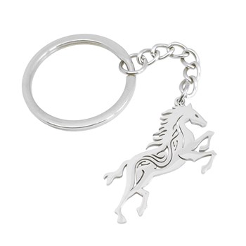 Steel openwork galloping horse key ring