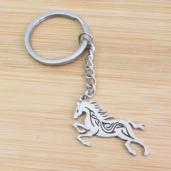 Steel openwork galloping horse key ring