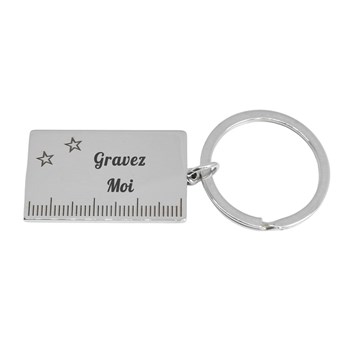 Custom engraved steel ruler key ring