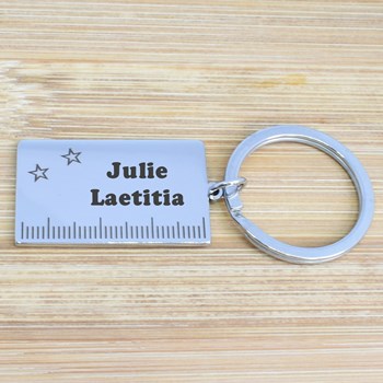 Custom engraved steel ruler key ring