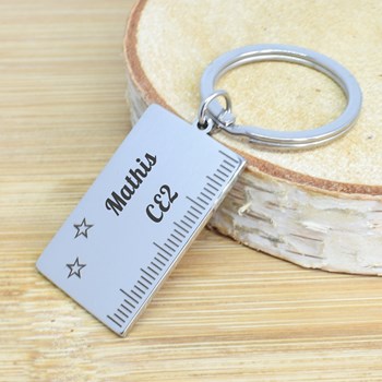 Custom engraved steel ruler key ring