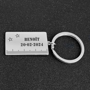 Custom engraved steel ruler key ring