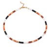 Collier Perles Heishi Pierres Naturelles Turquoise Blanche Serpeggiante Jaspe Rouge Orange Noire - vue V1