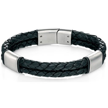 Bracelet cuire brossé en acier inoxydable