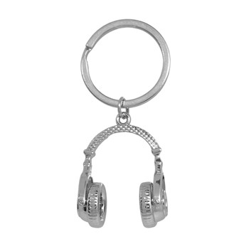 Silver audio headphones keyring