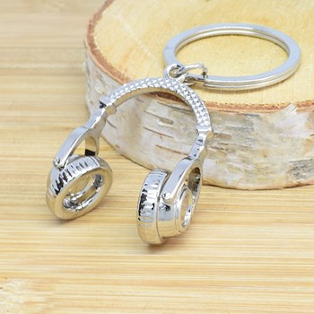 Silver audio headphones keyring