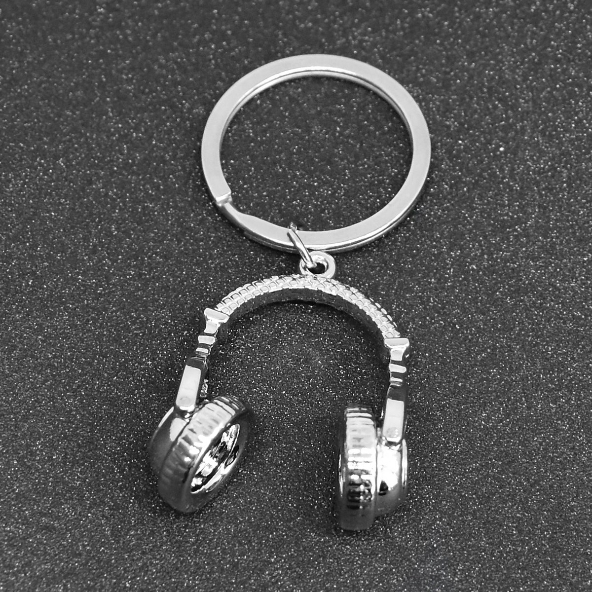 Porte-clés casque de musique audio argenté - vue 4
