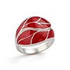 Bague Corail Rouge Motif Feuille Argent 925 | Solèria ADEN - vue V1