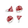 Bague Corail Rouge Motif Feuille Argent 925 | Solèria ADEN - vue V2