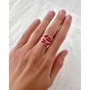 Bague Corail Rouge Motif Feuille Argent 925 | Solèria ADEN - vue V4