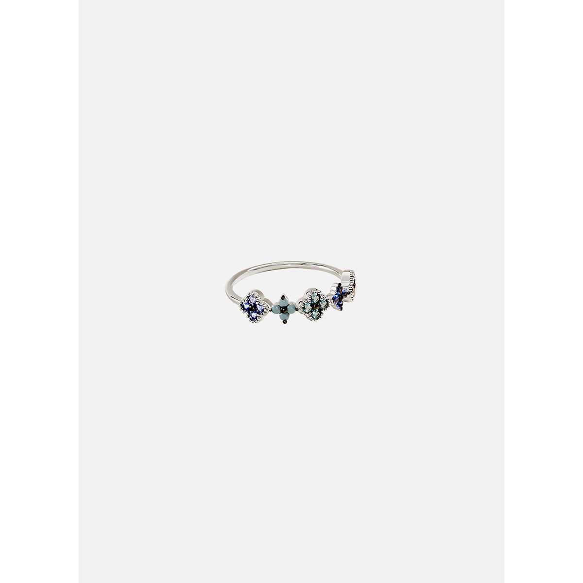 Bague Agatha Beloved argent rangée fleurs - vue 3
