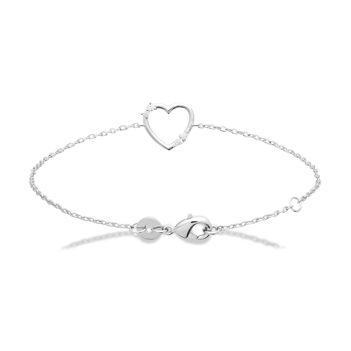 Bracelet Brillaxis coeur argent rhodié oxydes blancs