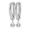 Boucles d'oreilles créoles Brillaxis pampille_x000D_
blanche en argent - vue V1