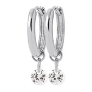 Boucles d'oreilles créoles Brillaxis pampille_x000D_
blanche en argent