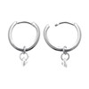Boucles d'oreilles créoles Brillaxis pampille_x000D_
blanche en argent - vue V3