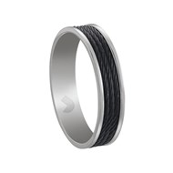Bague Jourdan Homme Acier et cable noir T62_x000D_
Golet