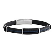 Bracelet Jourdan Aslan Caoutchou noir et acier bleu