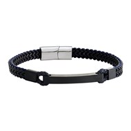 Bracelet Homme Jourdan Donovan_x000D_
acier noir et cuir bleu