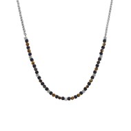 Collier homme Jourdan Bengale acie oeil de tigre_x000D_
pierre de lave