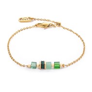 Bracelet Coeur de Lion Mini Cubes et chaîne
doré et vert