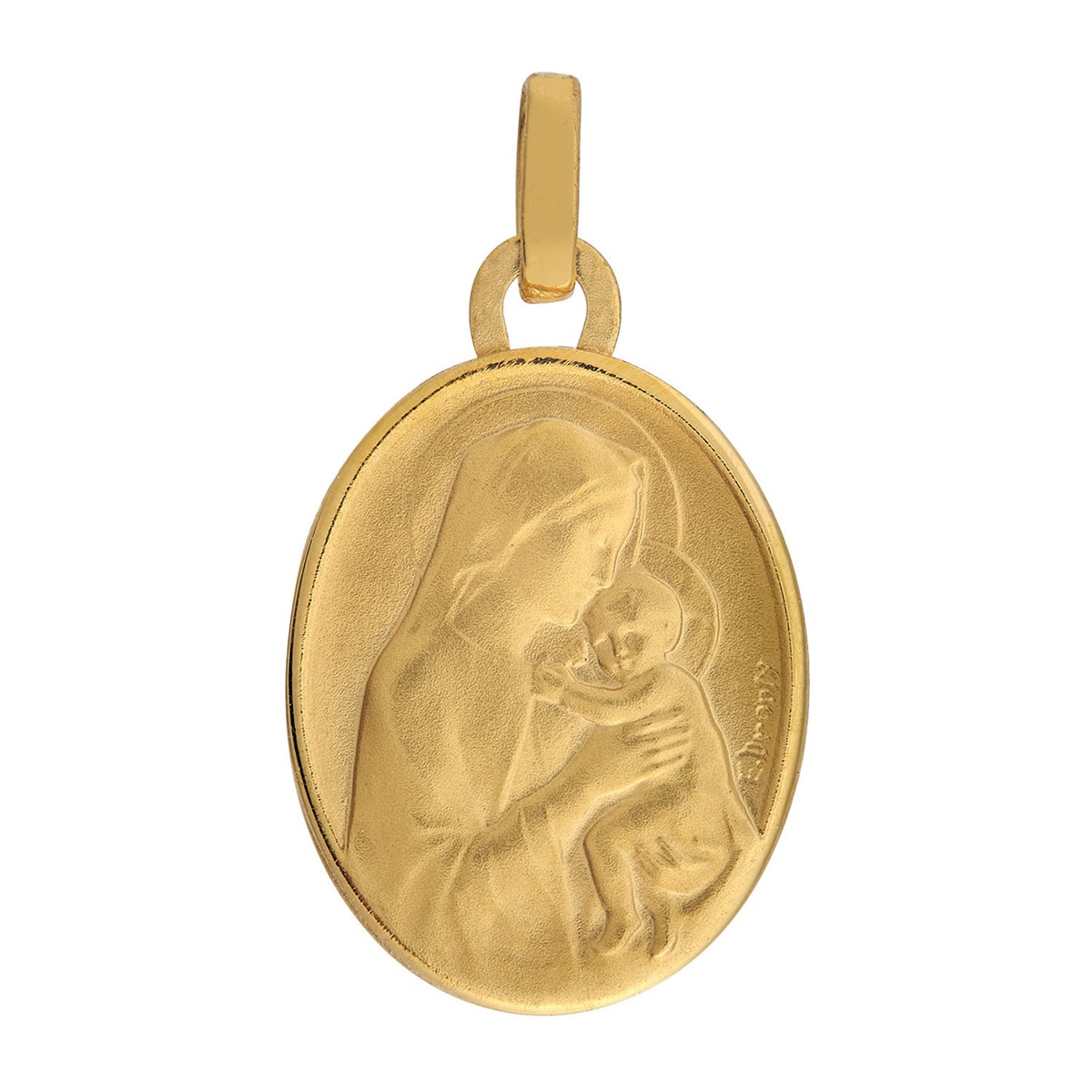 Médaille ovale Brillaxis Vierge à l'enfant
or jaune 18k