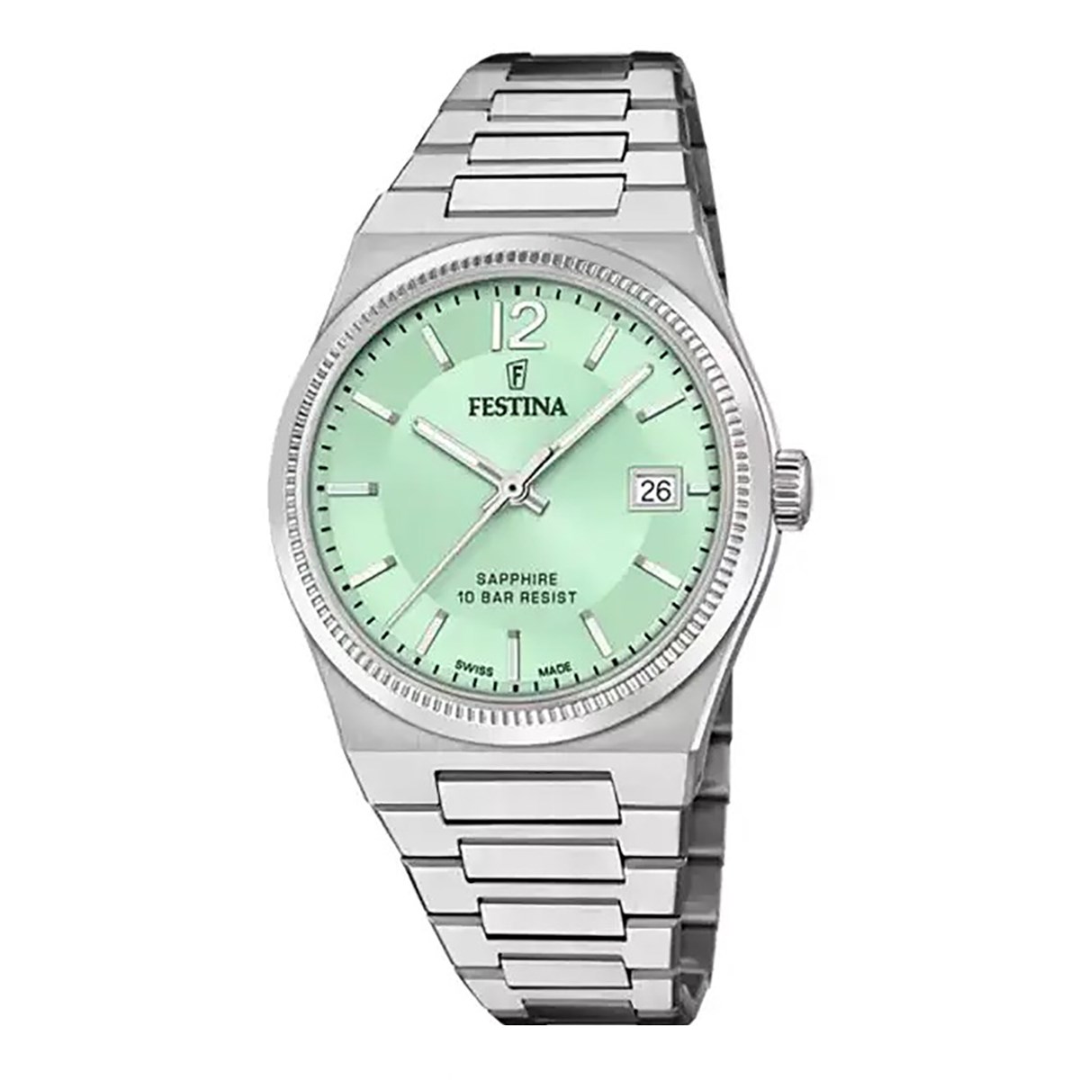 Montre femme Festina Swiss Made acier
cadran vert clair