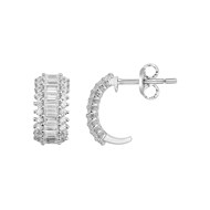 Demi-créoles en Argent avec oxyde de zirconium blanc